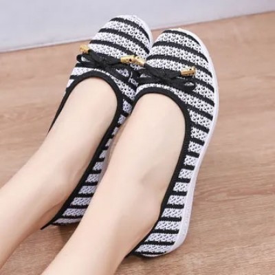 New Arrivals women's casual canvas fly woven single shoes Ladies' cloth shoes  mesh shoes fashion walking soft soled shoes Black 38