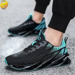 Men’s  shoes women’s leisure sports shoes students running breathable mesh shoes boys fashion sneakers gym shoes  athletic shoes black+green 44